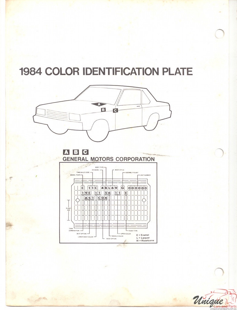 1984 General Motors Paint Charts DuPont 6